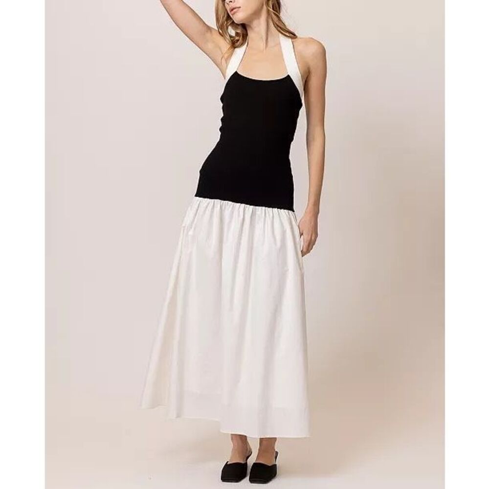 Line & Dot Women's Kohl Mixed-Media Halter-Neck Dress S NWT - Picture 3 of 8